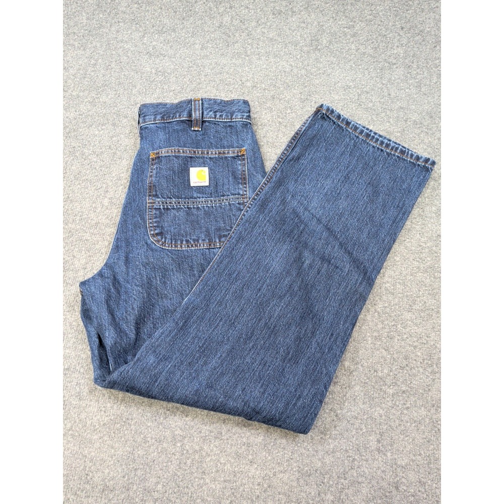 Vintage Carhartt Jeans Mens 32x32 Blue Loose Fit Double Knee Carpenter Workwear